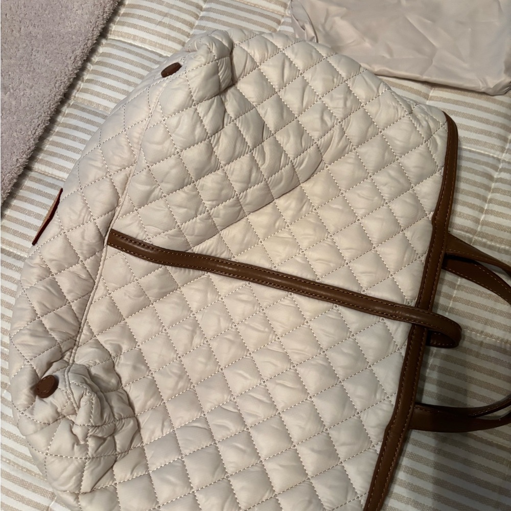 MZ Wallace Quilted Sandshell Tote with Brown Trim - Picture 8 of 10
